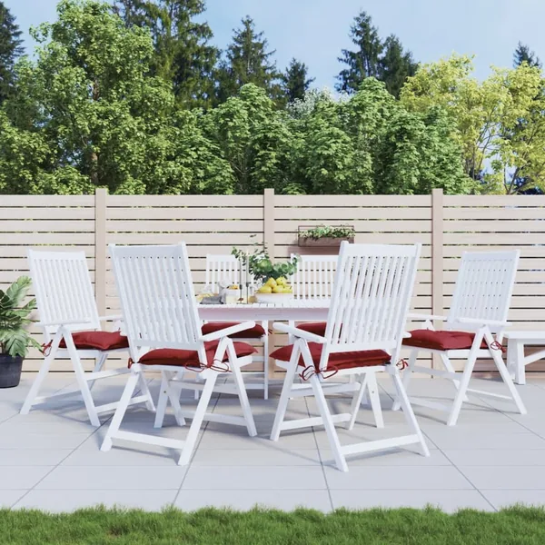 Coussins de chaise lot de 6 bordeaux 40x40x7 cm tissu oxford