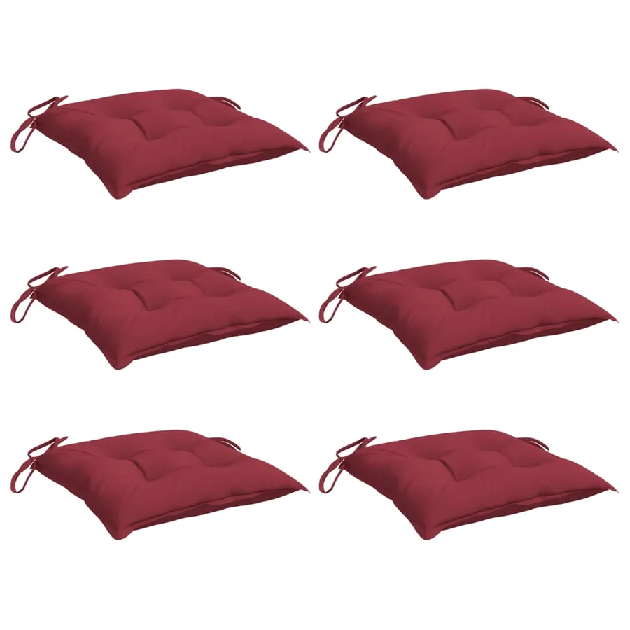 Coussins de chaise lot de 6 bordeaux 40x40x7 cm tissu oxford - 3