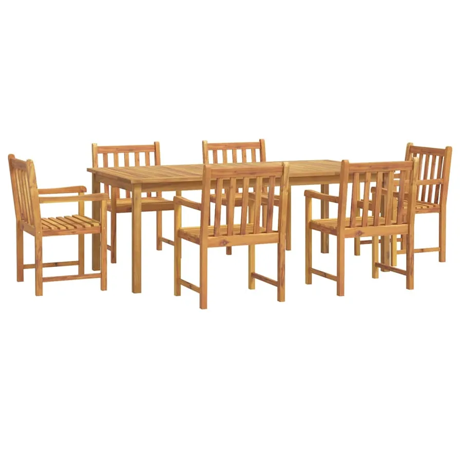 Ensemble à manger de jardin 7 pcs Bois d'acacia solide - 2