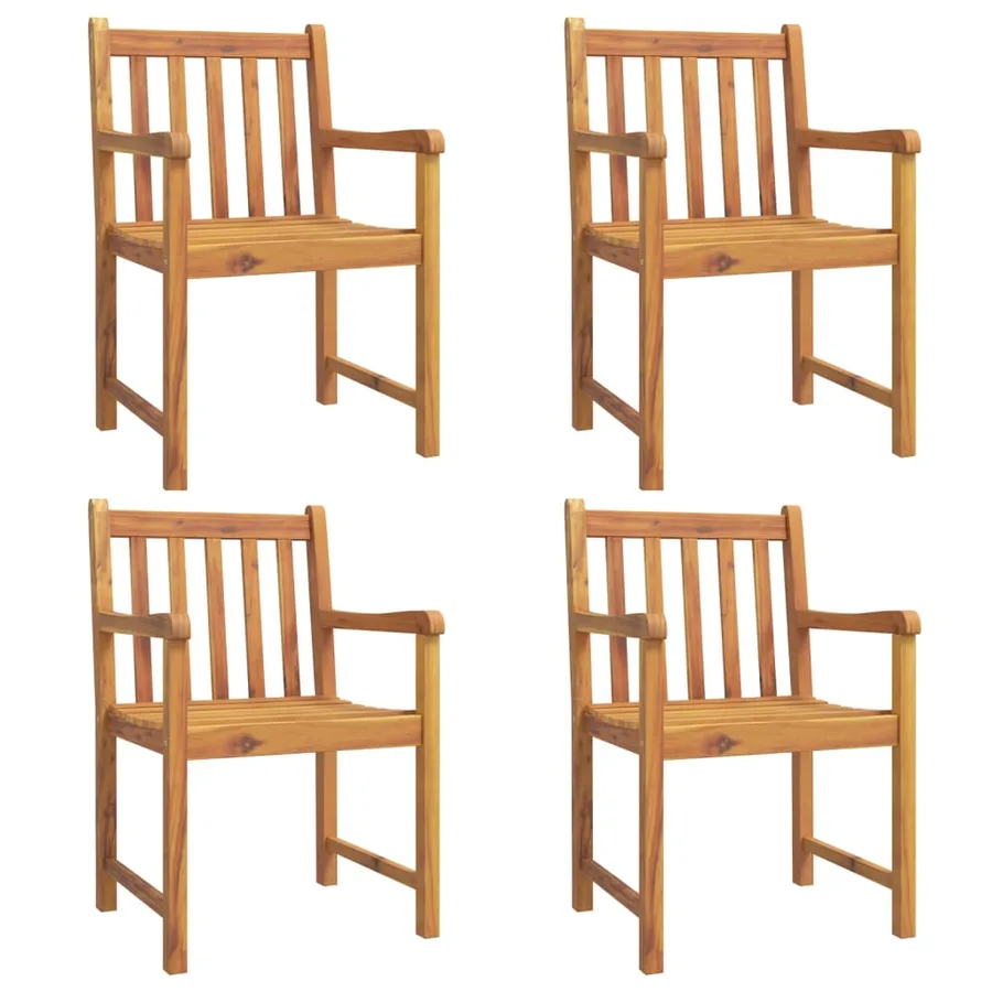 Chaises de jardin 4 pcs Naturel Bois d'Acacia Massif Empilable - 2