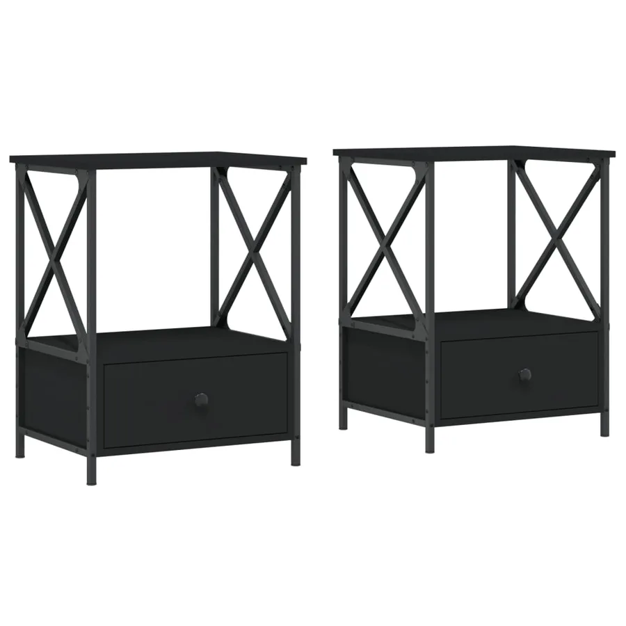 Tables de chevet 2 pcs noir 50x41x65 cm bois d’ingénierie - 2