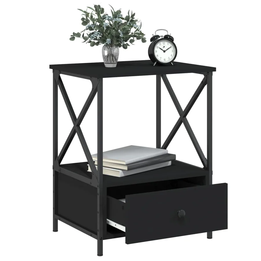 Tables de chevet 2 pcs noir 50x41x65 cm bois d’ingénierie - 4