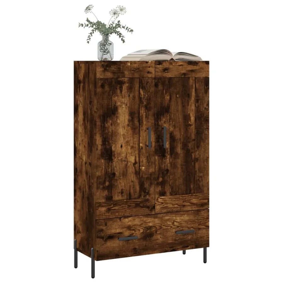 Buffet haut chêne fumé 69,5x31x115 cm bois d'ingénierie - 3