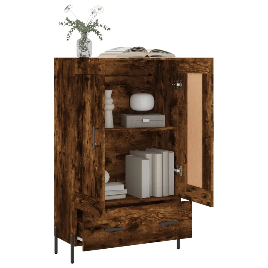 Buffet haut chêne fumé 69,5x31x115 cm bois d'ingénierie - 4