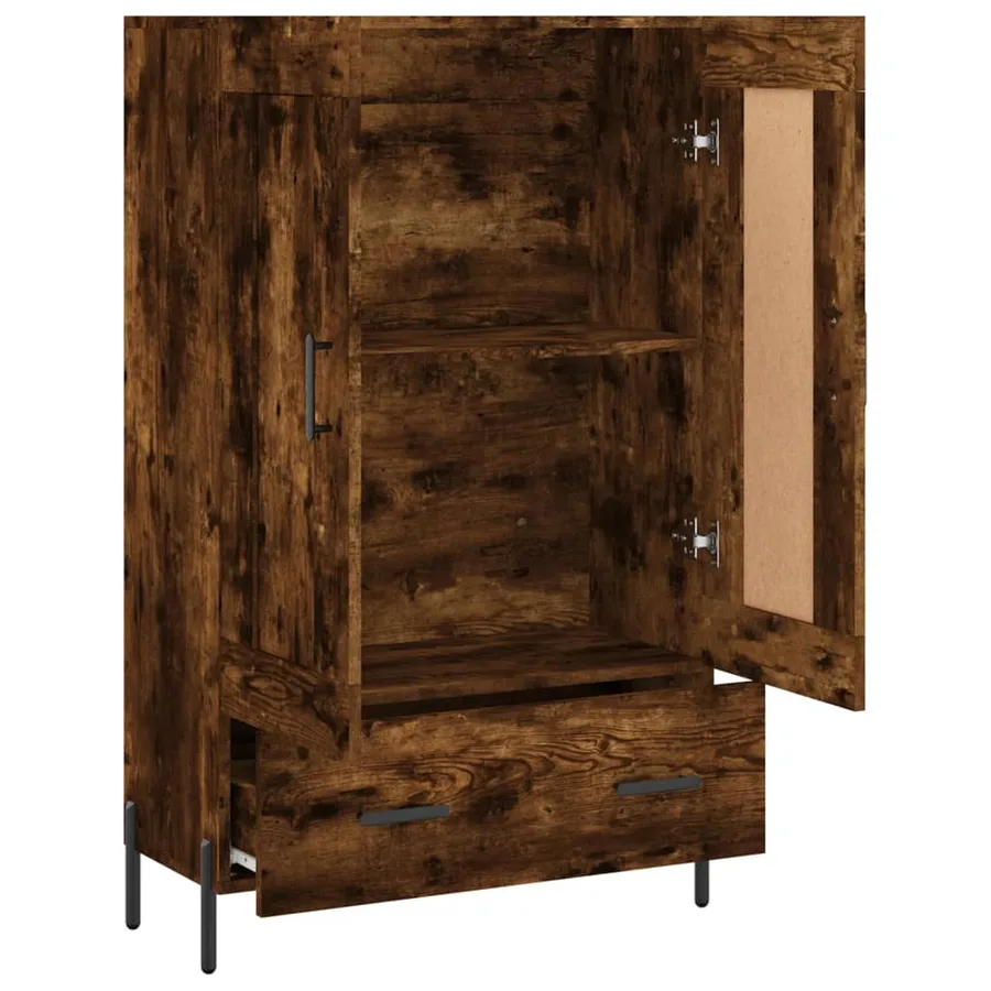 Buffet haut chêne fumé 69,5x31x115 cm bois d'ingénierie - 6