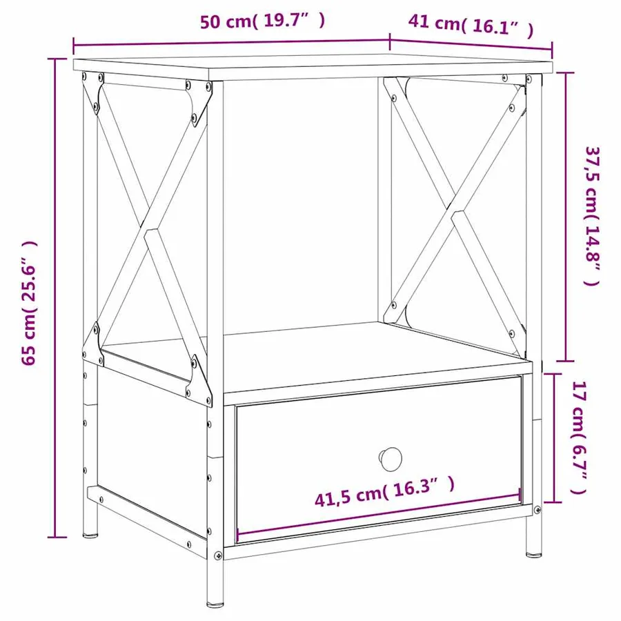 Tables de chevet 2 pcs sonoma gris 50x41x65 cm bois ingénierie - 11