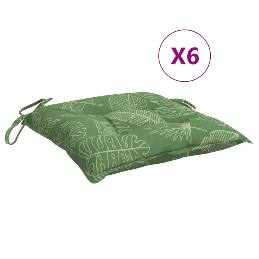 Coussins de chaise lot de 6 à motif de feuilles 40x40x7cm tissu - 2