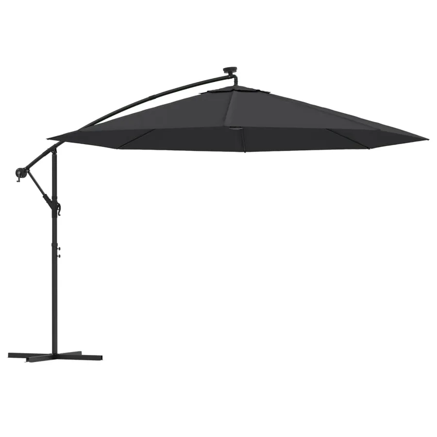 Parasol de jardin en porte-à-faux avec lumières LED noir 350 cm - 2