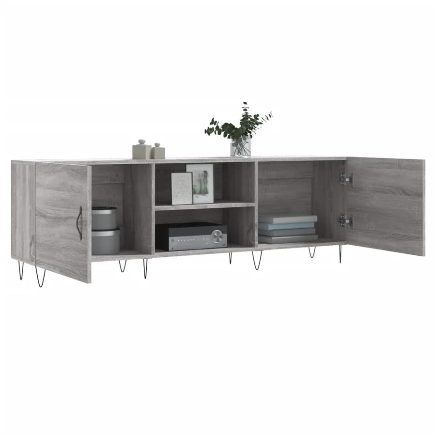 Meuble TV sonoma gris 150x30x50 cm bois d'ingénierie - 4
