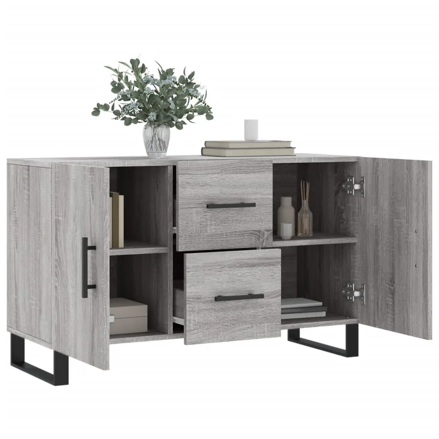 Buffet sonoma gris 100x36x60 cm bois d'ingénierie - 4