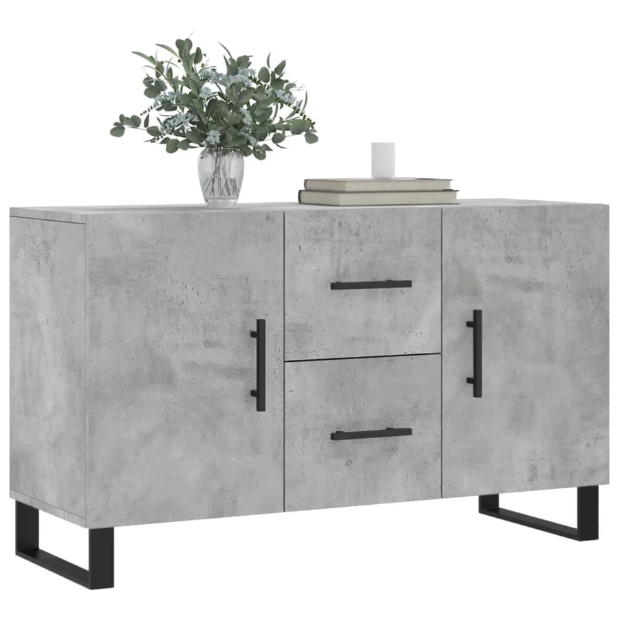 Buffet gris béton 100x36x60 cm bois d'ingénierie - 3