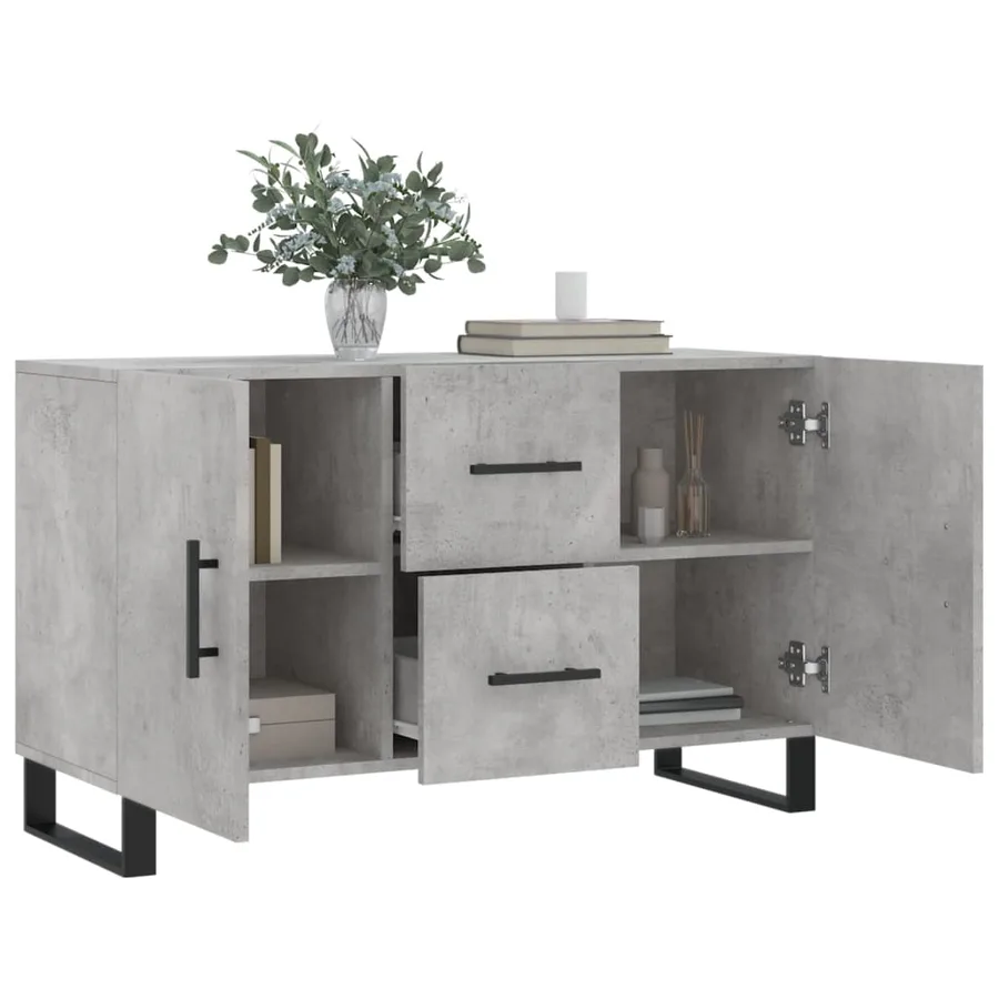 Buffet gris béton 100x36x60 cm bois d'ingénierie - 4