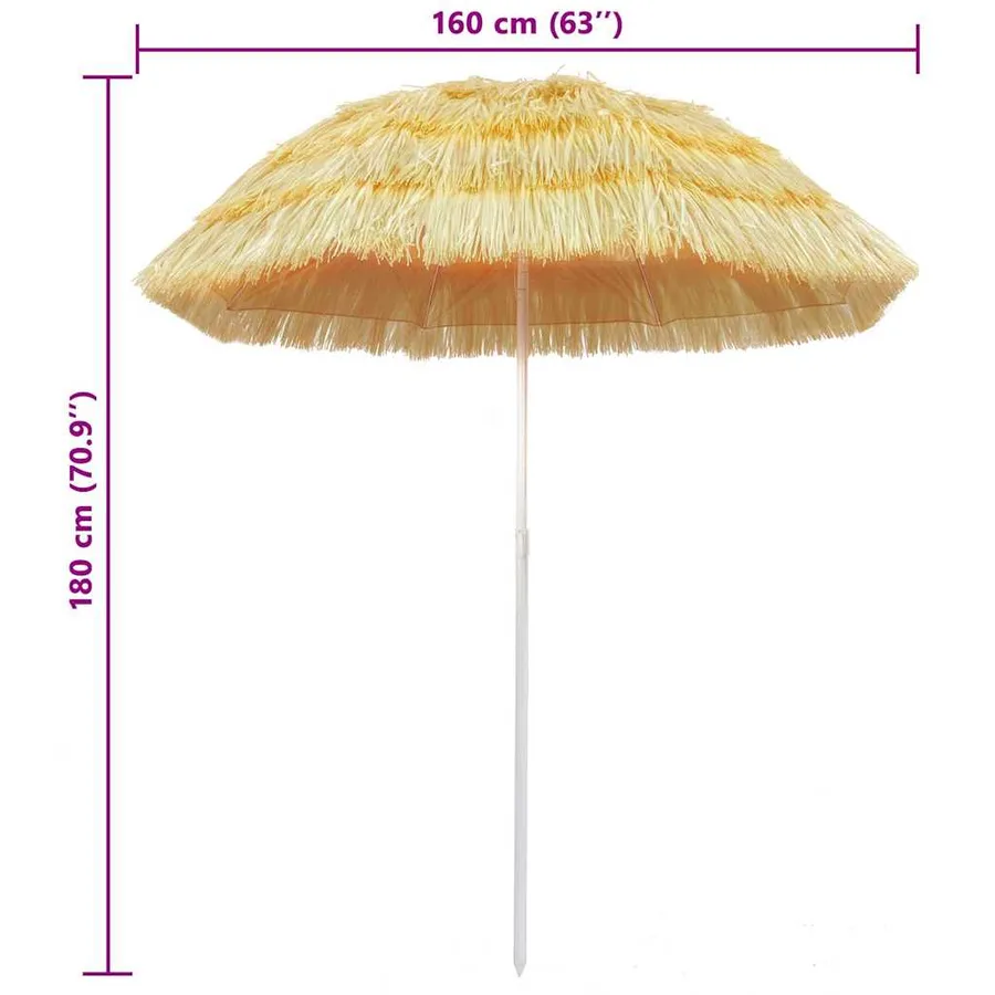 Parasol de plage Naturel 180 cm Style hawaïen - 5