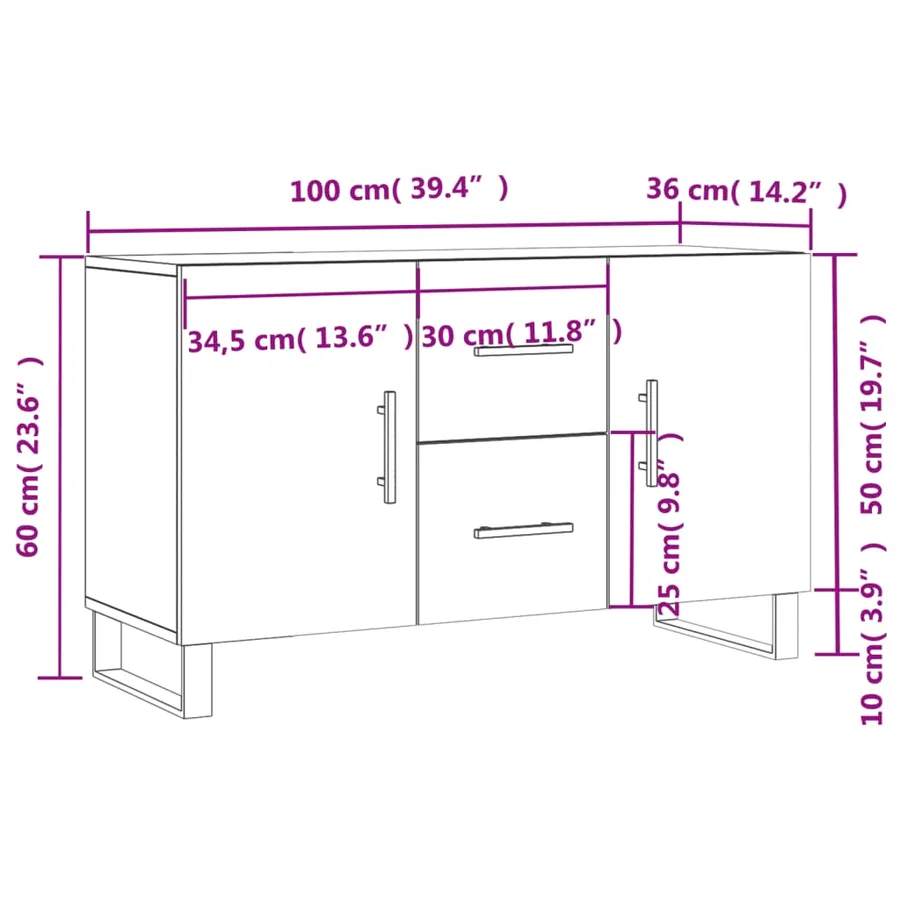 Buffet chêne sonoma 100x36x60 cm bois d'ingénierie - 13