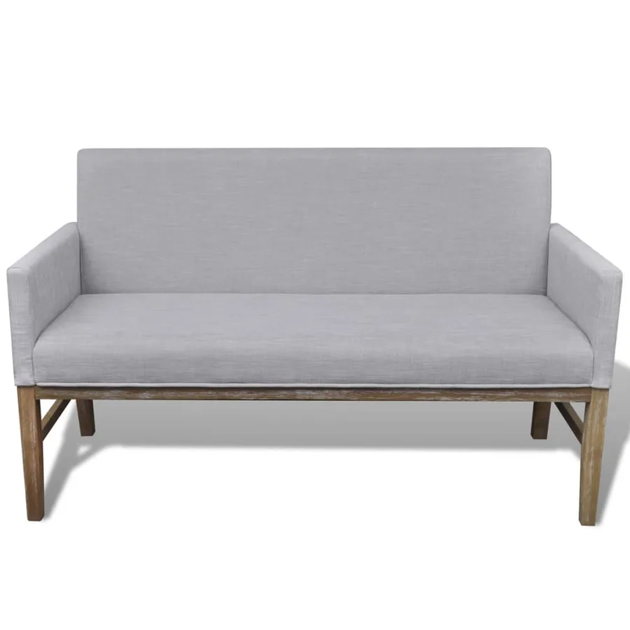 Banc avec coussin rembourré tissu hévéa gris clair - 2