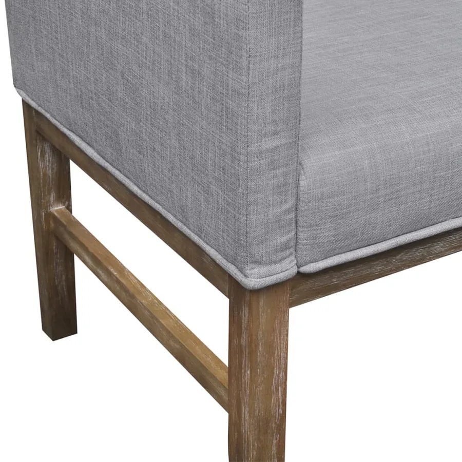 Banc avec coussin rembourré tissu hévéa gris clair - 4
