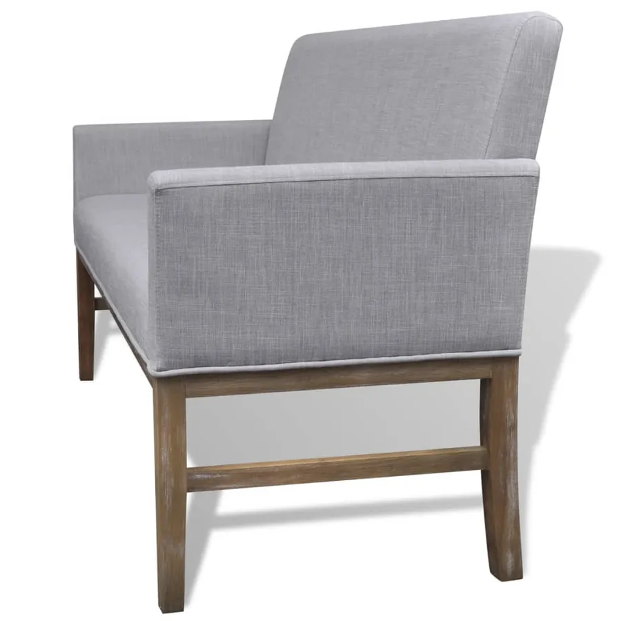 Banc avec coussin rembourré tissu hévéa gris clair - 5