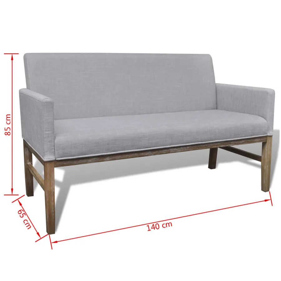 Banc avec coussin rembourré tissu hévéa gris clair - 6