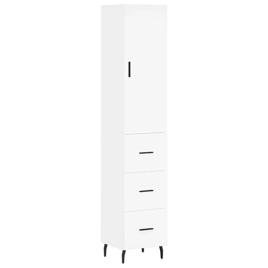 Buffet haut Blanc 34,5x34x180 cm Bois d'ingénierie - 2