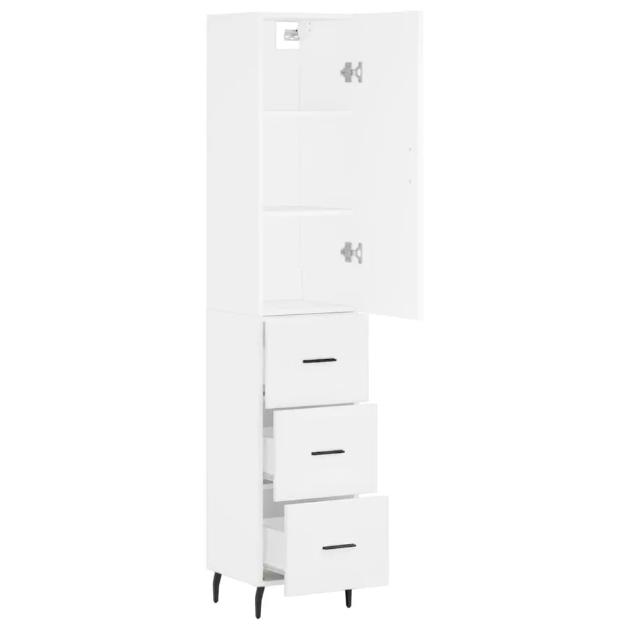Buffet haut Blanc 34,5x34x180 cm Bois d'ingénierie - 4