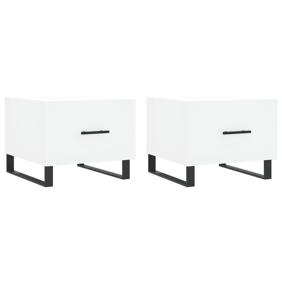 Tables basses 2 pcs blanc 50x50x40 cm bois d'ingénierie - 2