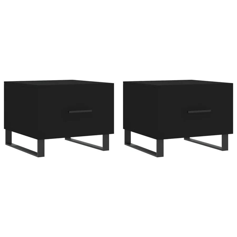 Tables basses 2 pcs noir 50x50x40 cm bois d'ingénierie - 2