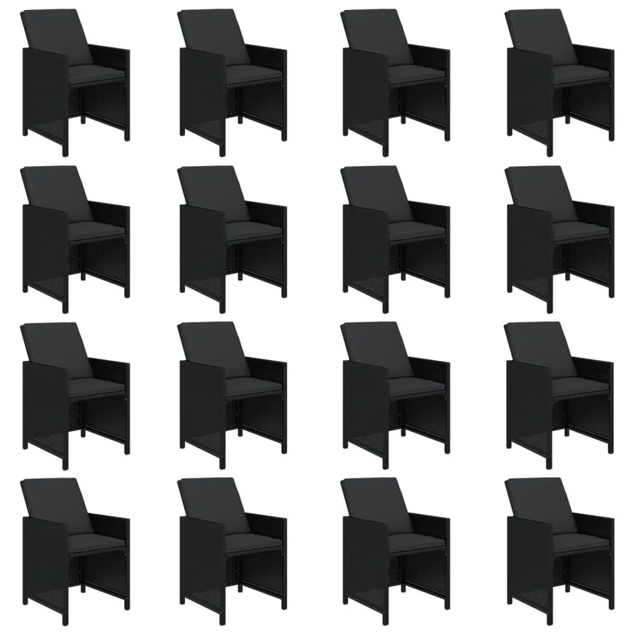 Ensemble à manger de jardin 17 pcs coussins noir résine tressée - 4