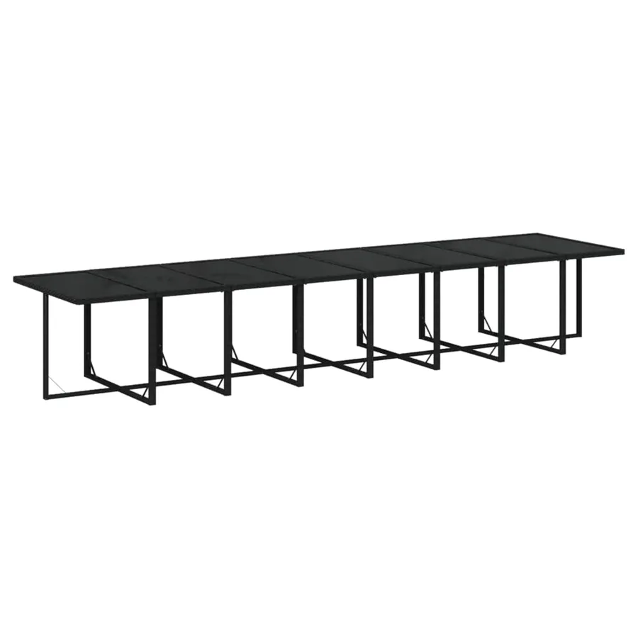 Ensemble à manger de jardin 17 pcs coussins noir résine tressée - 7