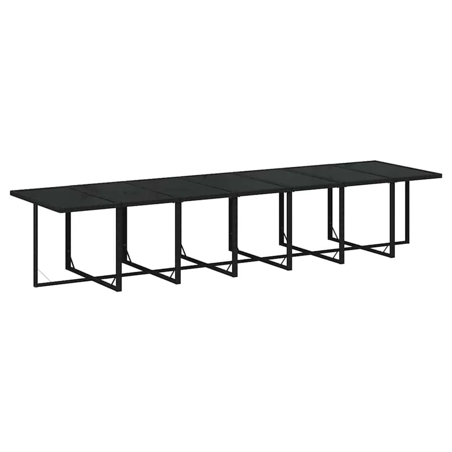 Ensemble à manger de jardin coussins 15 pcs Résine tressée Noir - 7