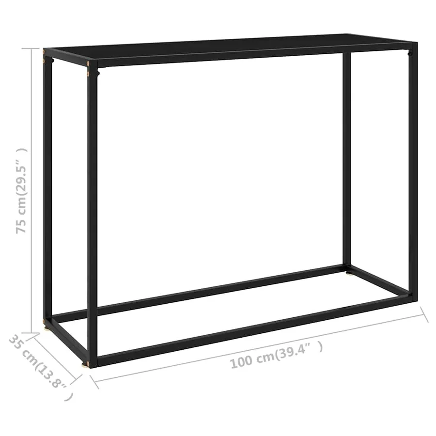 Table console Noir 100x35x75 cm Verre trempé - 6