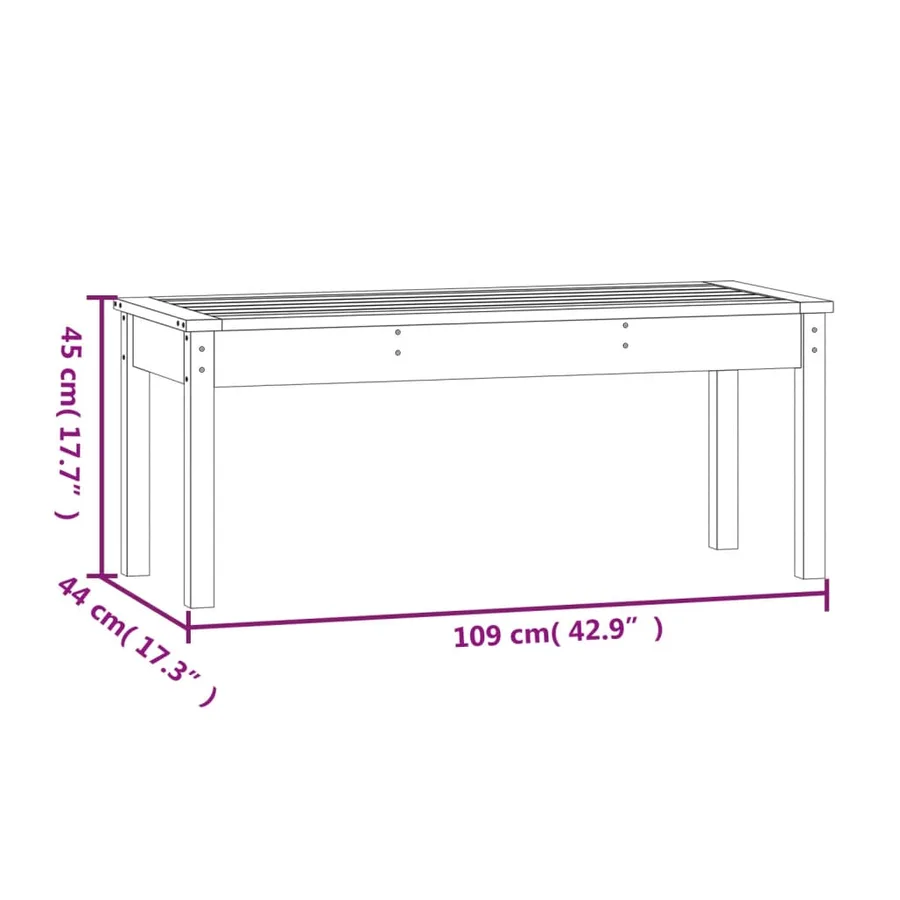 Banc de jardin gris 109x44x45 cm bois massif de pin - 8
