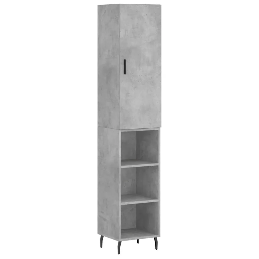 Buffet haut Gris béton 34,5x34x180 cm Bois d'ingénierie - 2