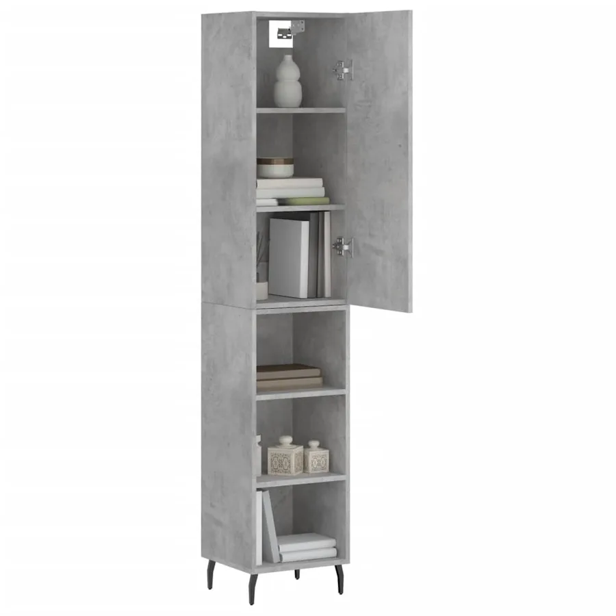 Buffet haut Gris béton 34,5x34x180 cm Bois d'ingénierie - 3