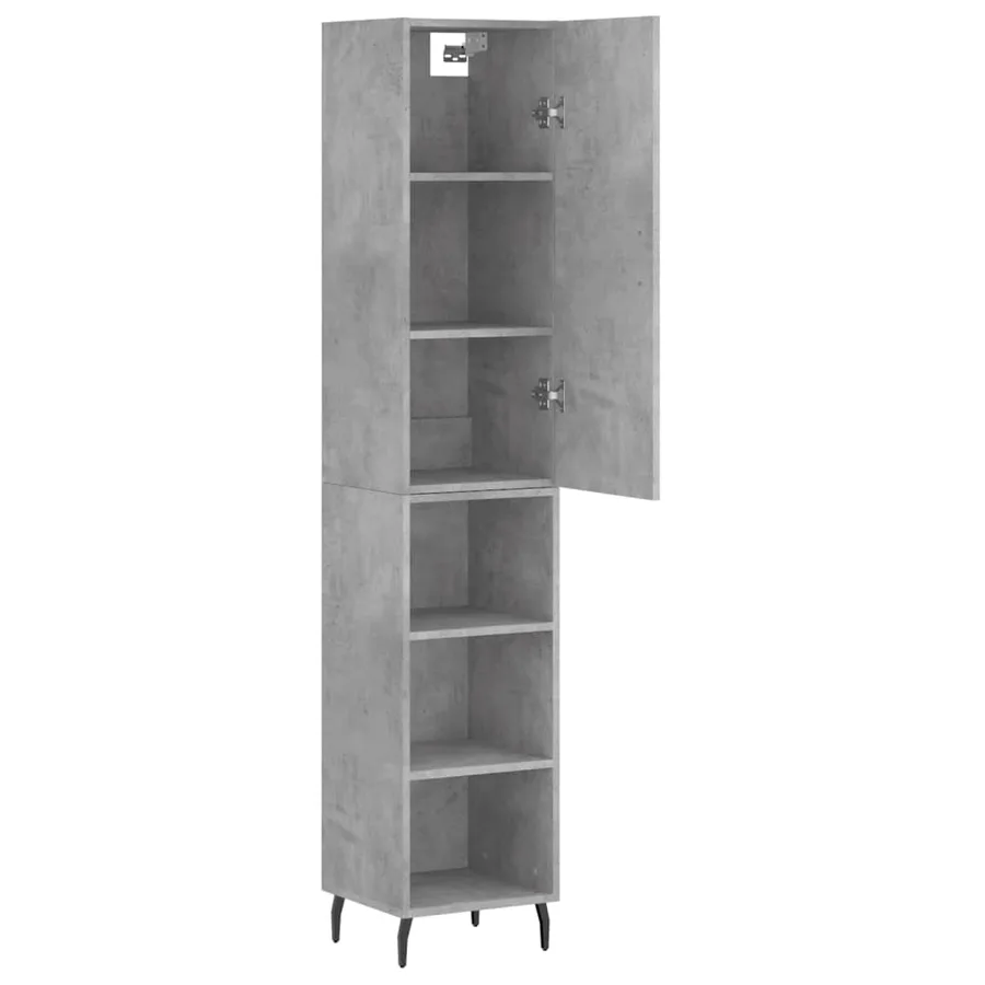 Buffet haut Gris béton 34,5x34x180 cm Bois d'ingénierie - 4