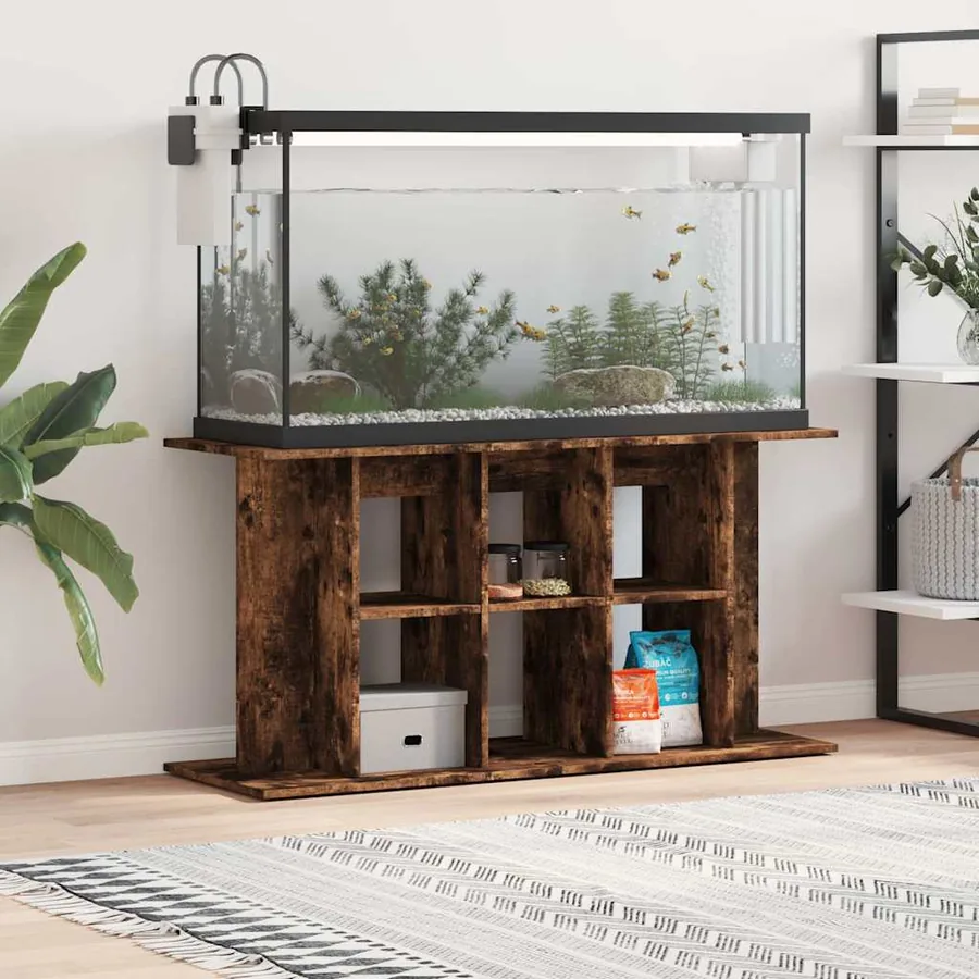 Support pour aquarium chêne fumé 120x40x60 cm bois d'ingénierie