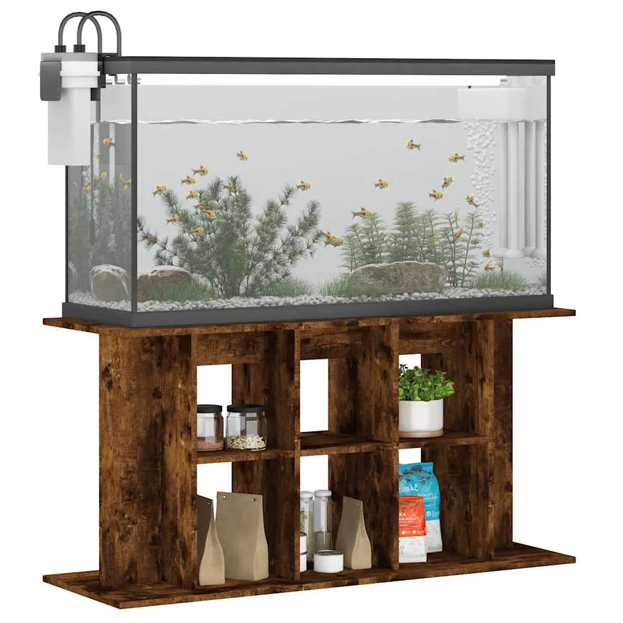 Support pour aquarium chêne fumé 120x40x60 cm bois d'ingénierie - 3