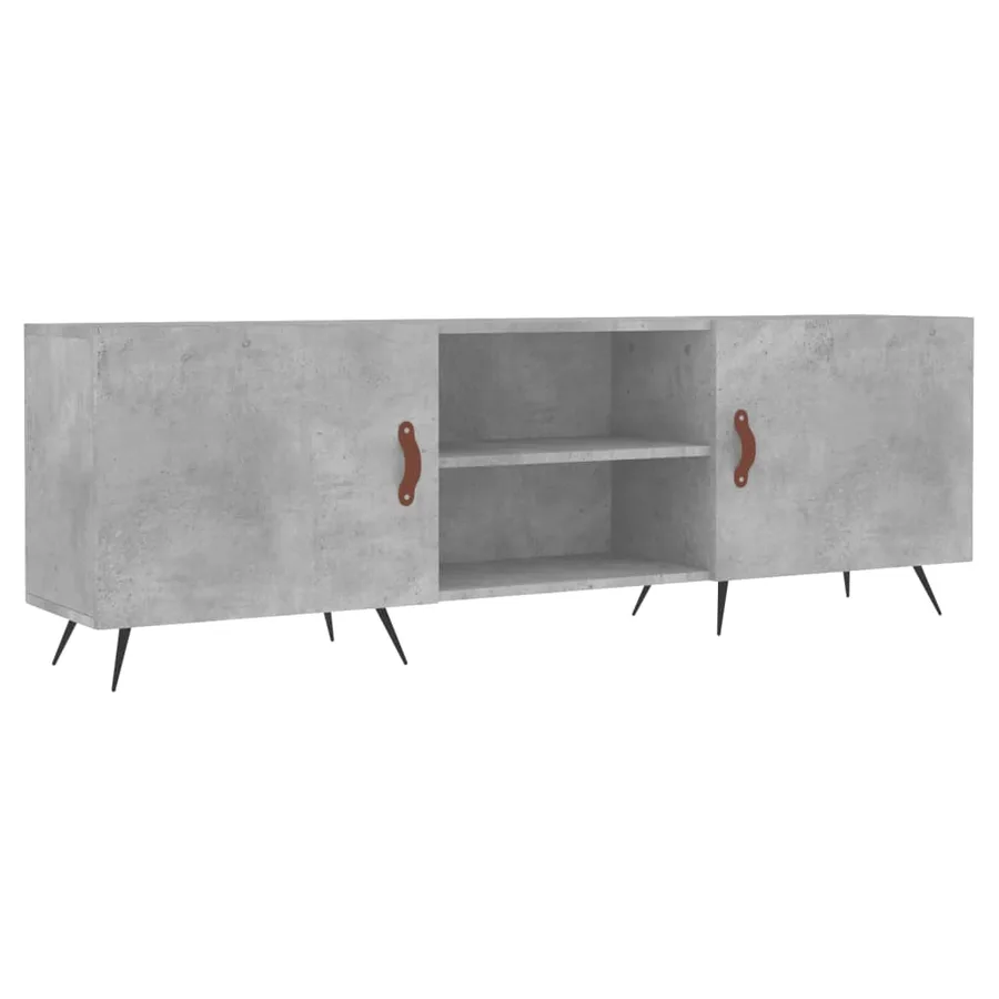 Meuble TV gris béton 150x30x50 cm bois d'ingénierie - 2