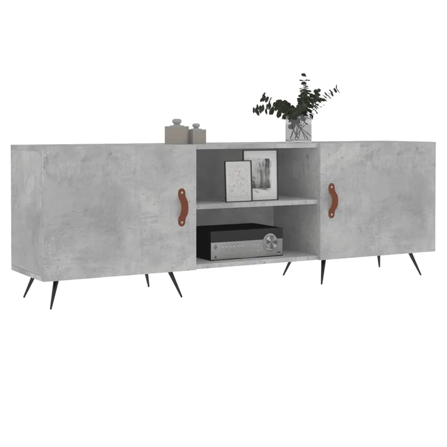 Meuble TV gris béton 150x30x50 cm bois d'ingénierie - 3