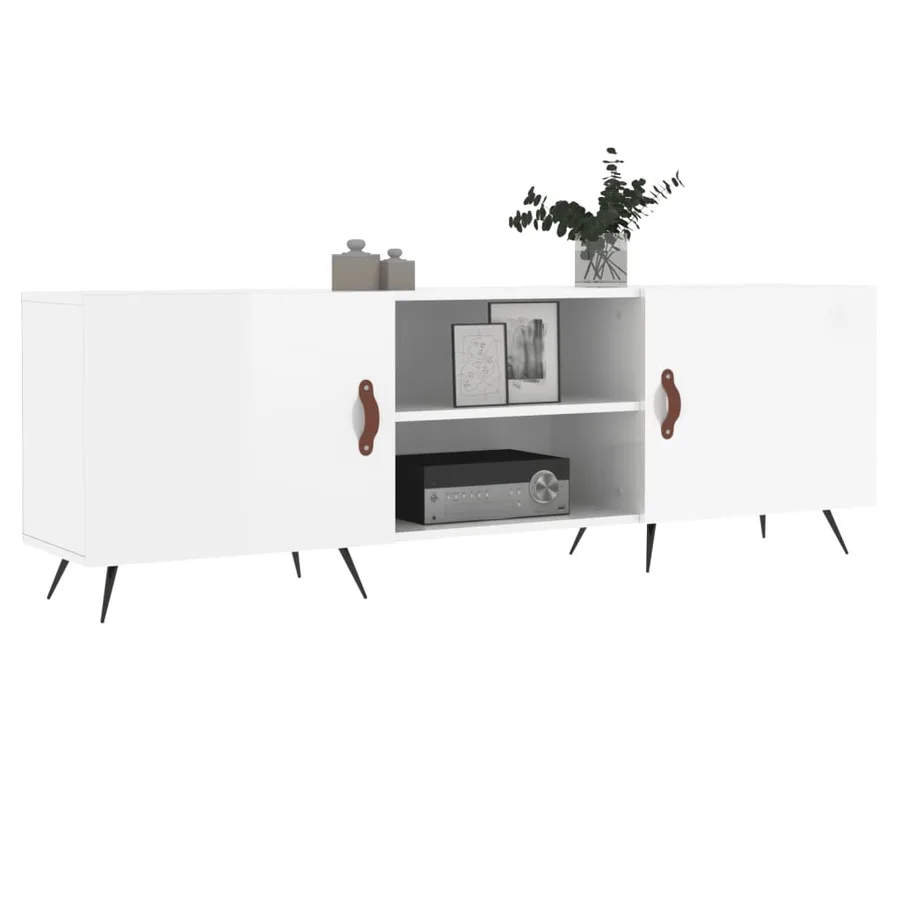 Meuble TV blanc brillant 150x30x50 cm bois d'ingénierie - 3