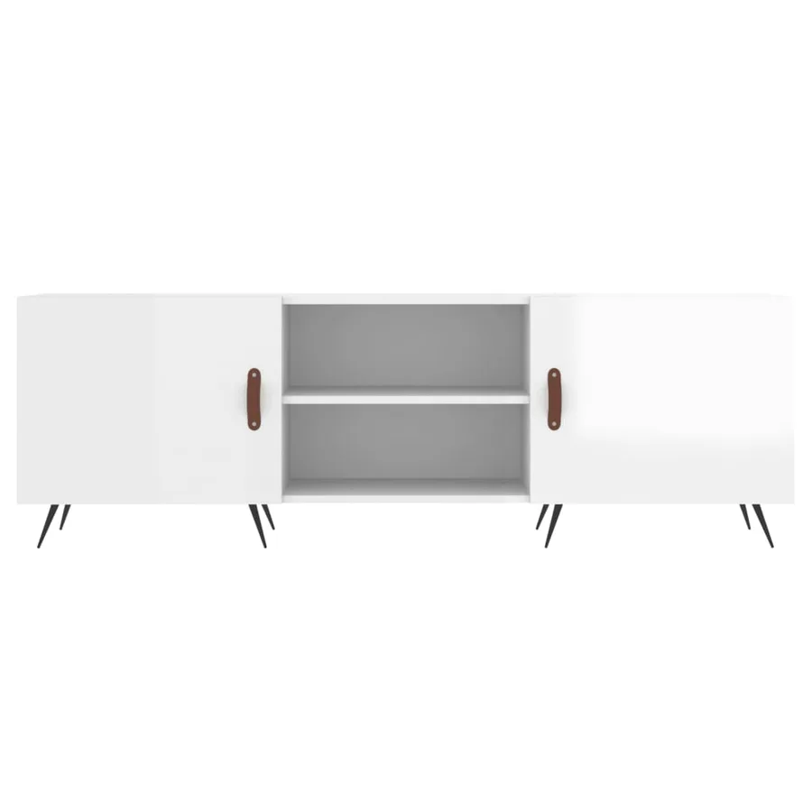 Meuble TV blanc brillant 150x30x50 cm bois d'ingénierie - 5