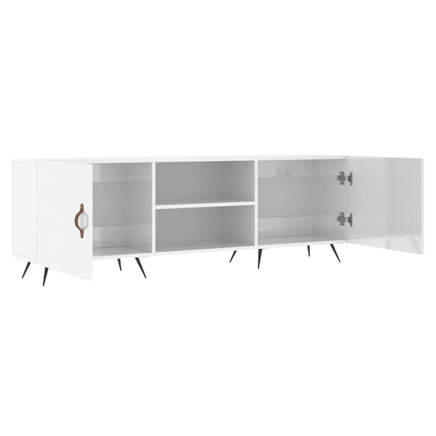 Meuble TV blanc brillant 150x30x50 cm bois d'ingénierie - 6