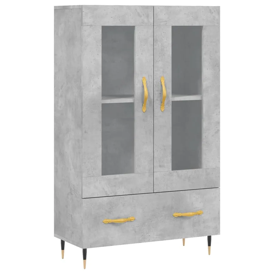 Buffet haut gris béton 69,5x31x115 cm bois d'ingénierie - 2