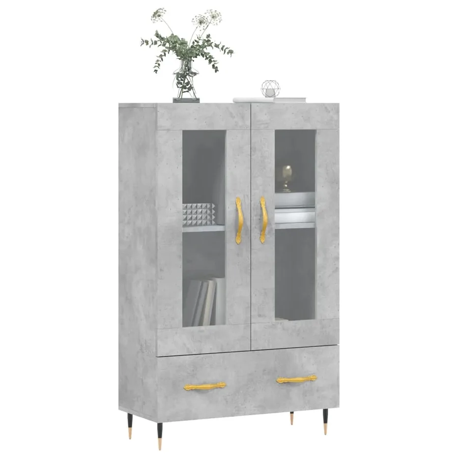 Buffet haut gris béton 69,5x31x115 cm bois d'ingénierie - 3