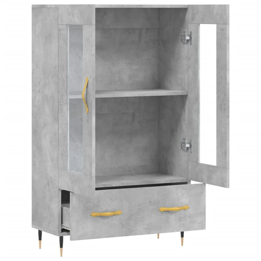 Buffet haut gris béton 69,5x31x115 cm bois d'ingénierie - 5