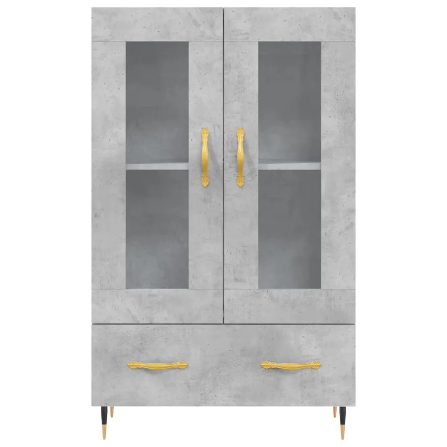 Buffet haut gris béton 69,5x31x115 cm bois d'ingénierie - 6