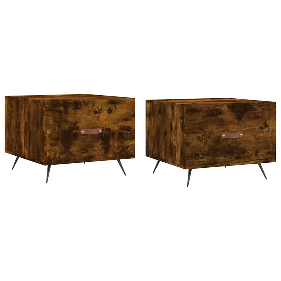Tables basses 2 pcs chêne fumé 50x50x40 cm bois d'ingénierie - 2