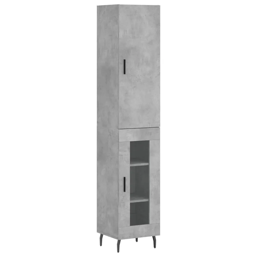 Buffet haut Gris béton 34,5x34x180 cm Bois d'ingénierie - 2
