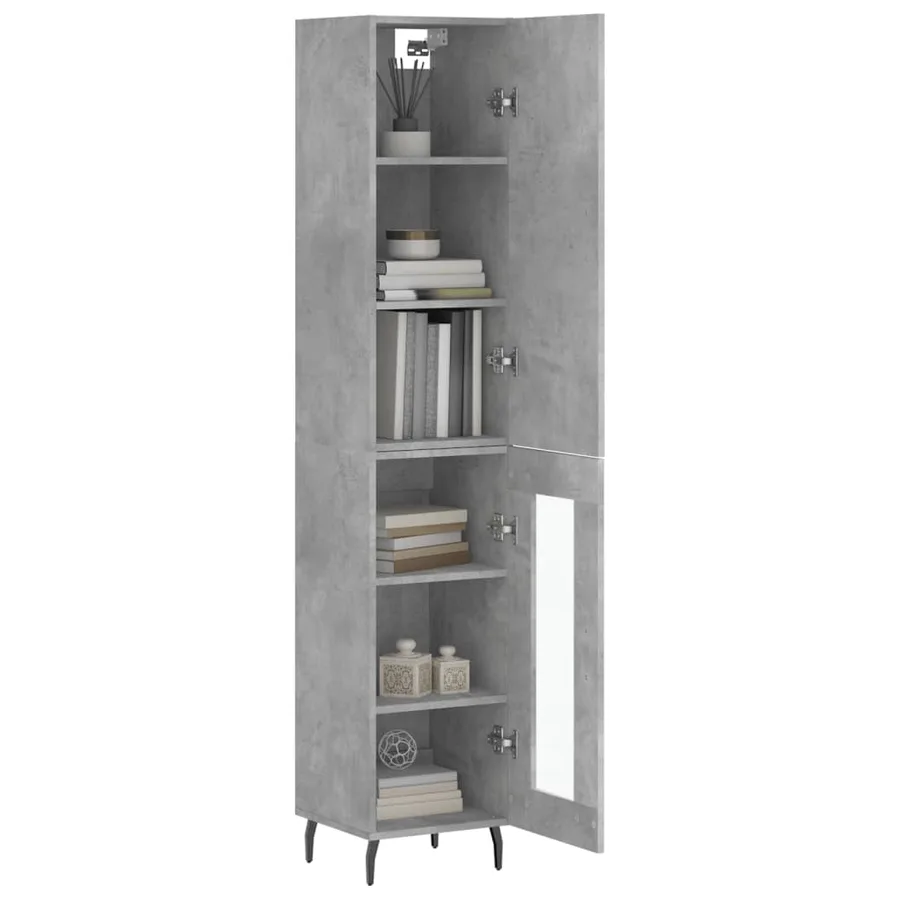 Buffet haut Gris béton 34,5x34x180 cm Bois d'ingénierie - 3