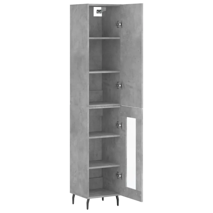Buffet haut Gris béton 34,5x34x180 cm Bois d'ingénierie - 4