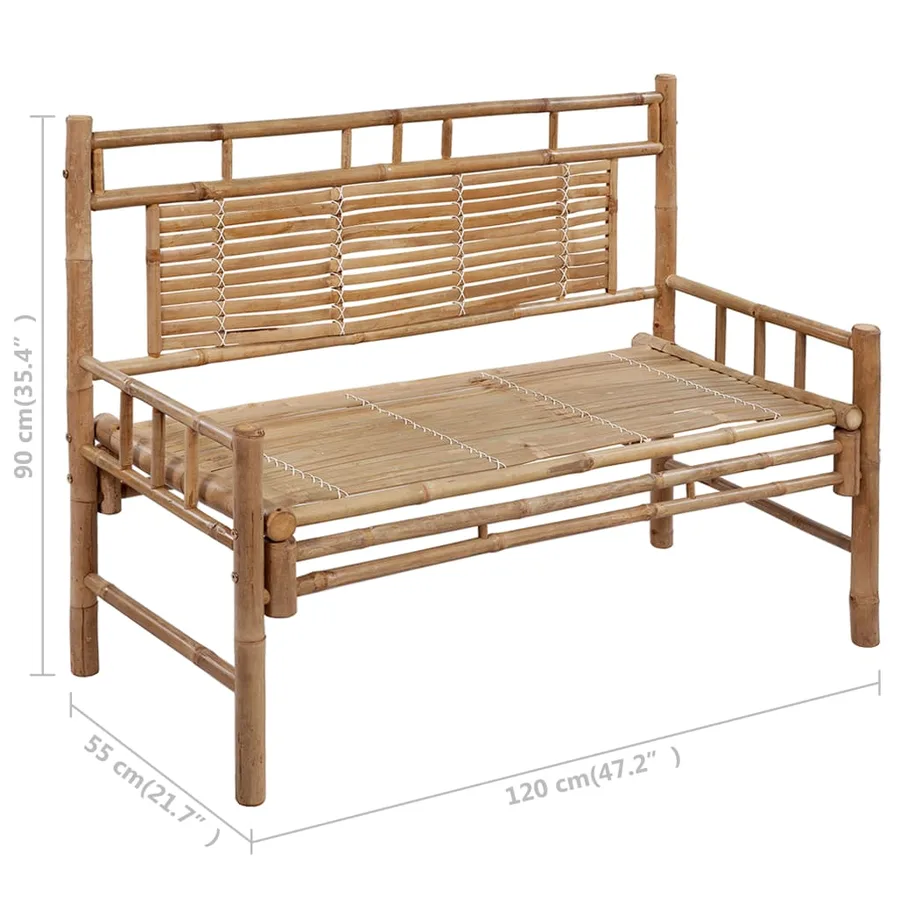 Banc de jardin avec coussin 120 cm Bambou - 10
